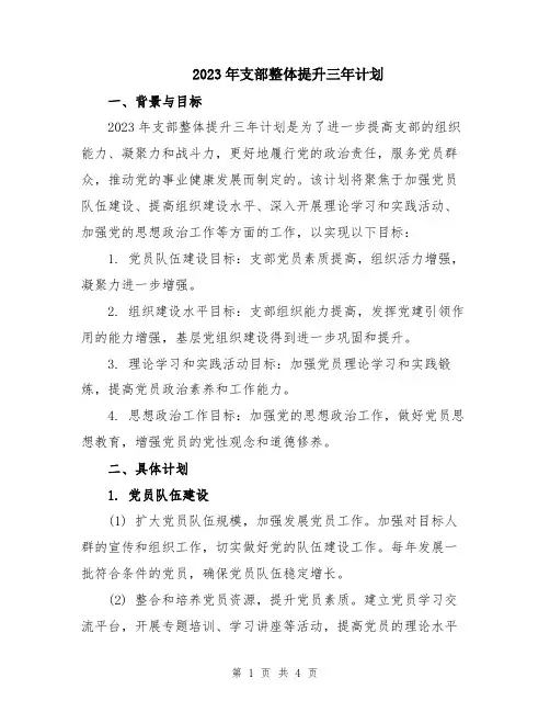 2023年支部整体提升三年计划