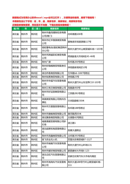 2020新版湖北省荆州市荆州区贸易有限公司工商企业公司商家名录名单黄页联系电话号码地址大全73家