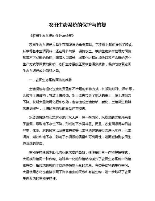 农田生态系统的保护与修复