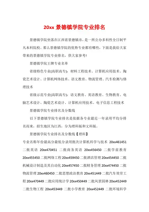 20xx景德镇学院专业排名