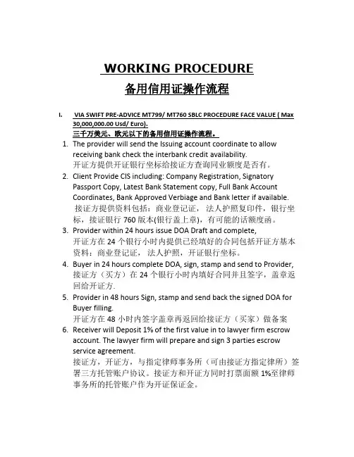 备用信用证操作流程2018