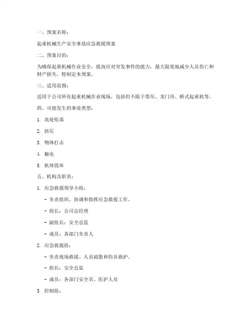 起重机械应急预案脚本