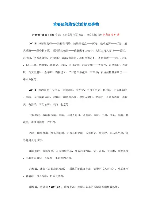 [VIP专享]重要经纬线穿过的地理事物