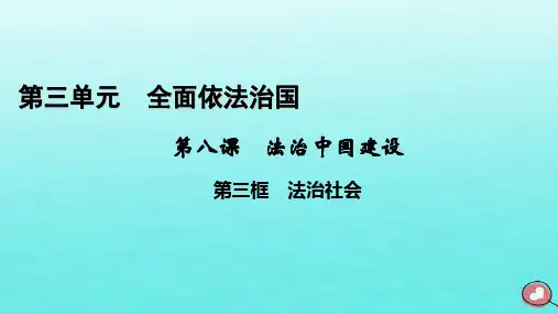 2023年高中政治 第3单元 全面依法治国 第8课 法治中国建设 第3框 法治社会课件 部编版必修3