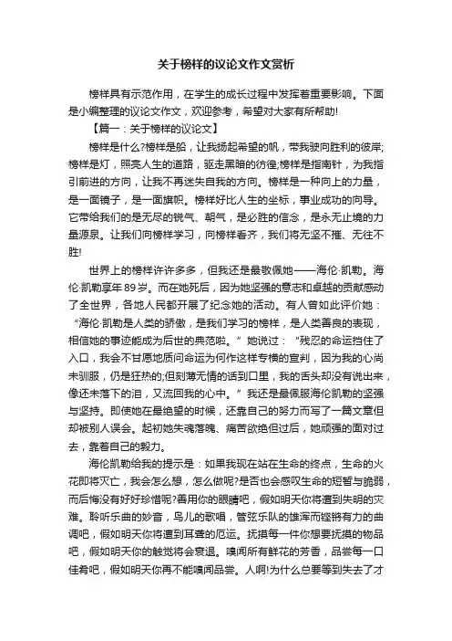 关于榜样的议论文作文赏析