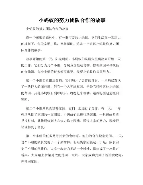  小蚂蚁的努力团队合作的故事