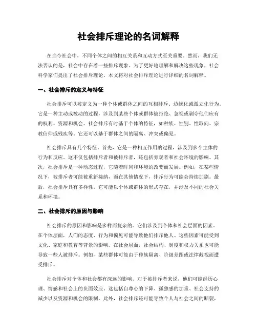 社会排斥理论的名词解释