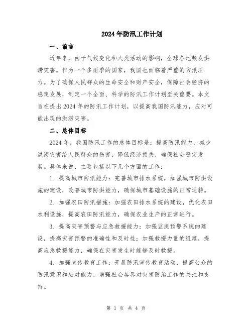 2024年防汛工作计划