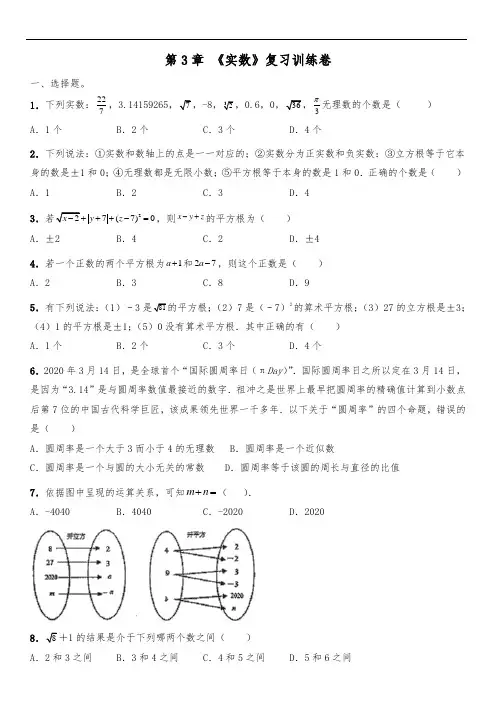第3章 《实数》复习训练卷(含答案)