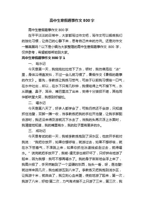 高中生寒假趣事作文800字