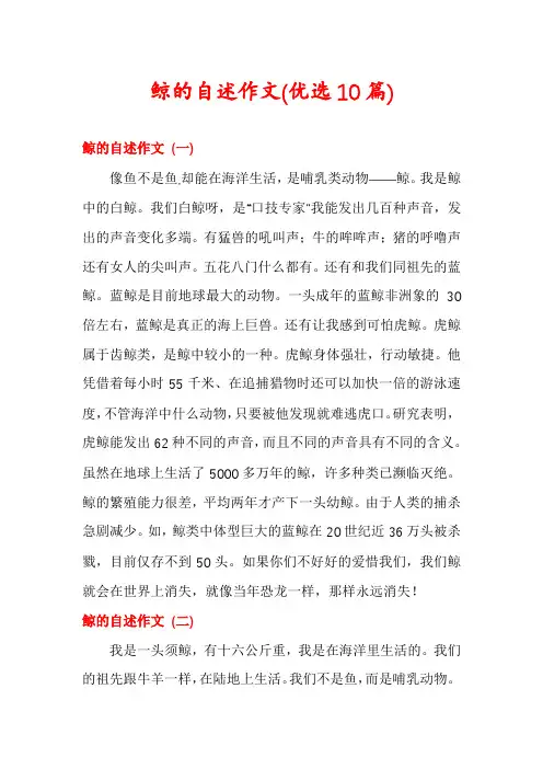 鲸的自述作文(优选10篇)