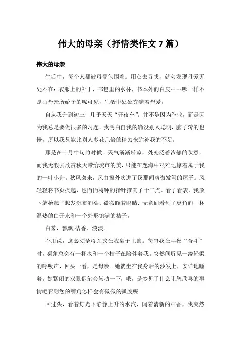 伟大的母亲(抒情类作文7篇)
