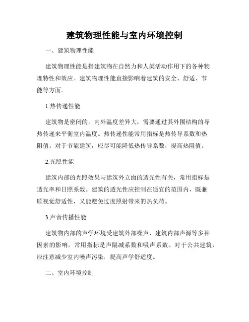 建筑物理性能与室内环境控制