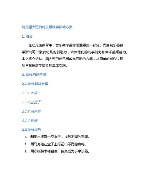 幼儿园大班自制乐器教学活动方案