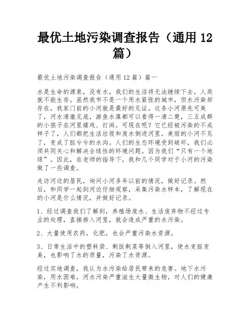 最优土地污染调查报告(通用12篇)