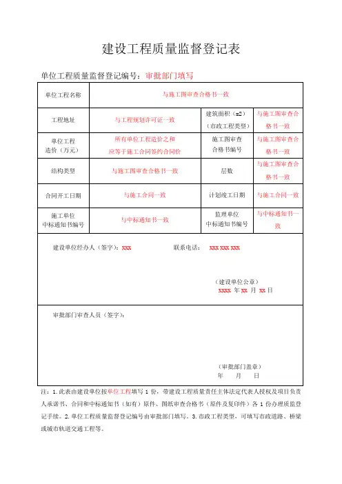 01.建设工程质量监督登记表