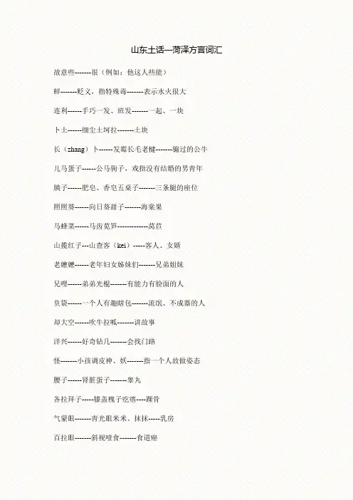山东土话—菏泽方言词汇