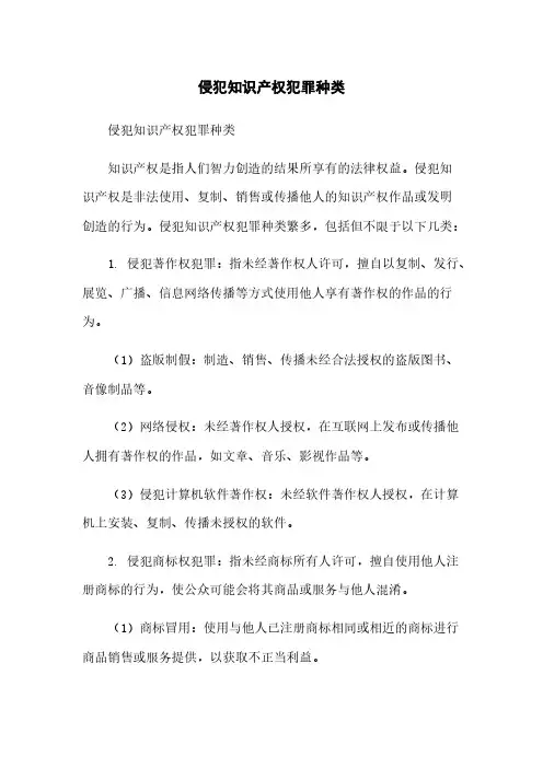侵犯知识产权犯罪种类