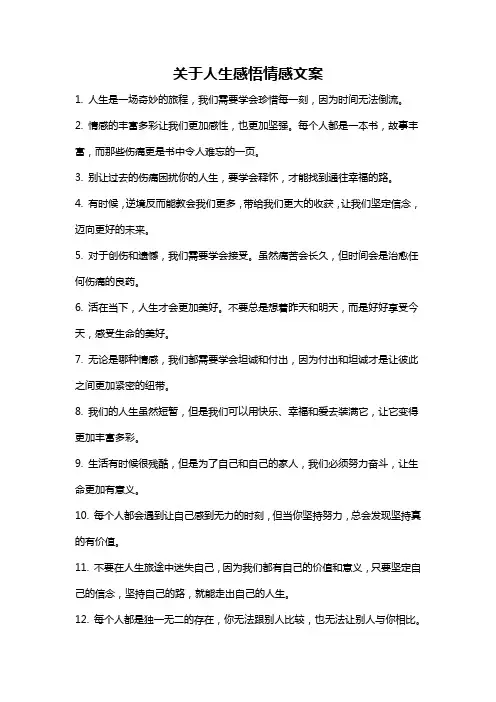 关于人生感悟情感文案