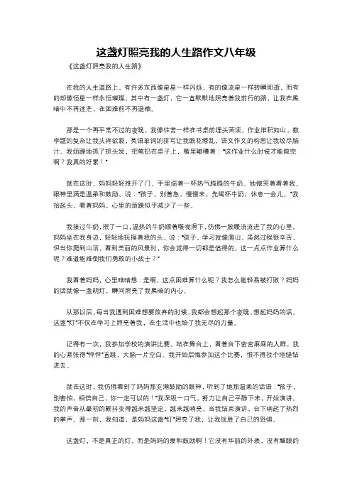 这盏灯照亮我的人生路作文八年级