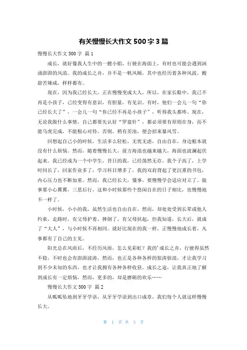 有关慢慢长大作文500字3篇