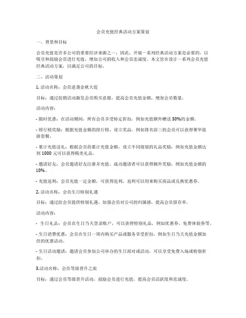 会员充值经典活动方案策划