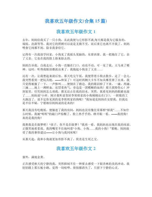 我喜欢五年级作文(合集15篇)