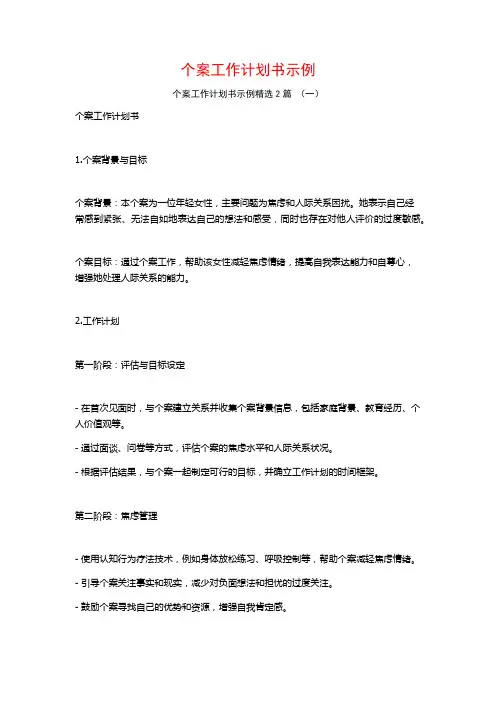 个案工作计划书示例2篇