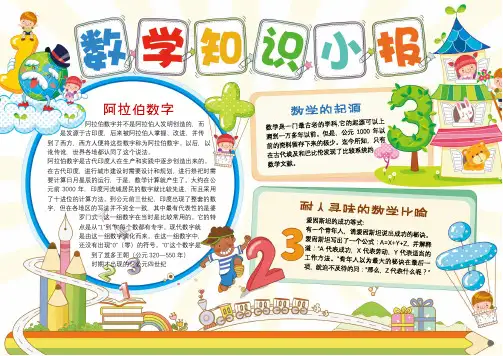 word模版：卡通数学知识小报手抄报Word模板可编辑可修改
