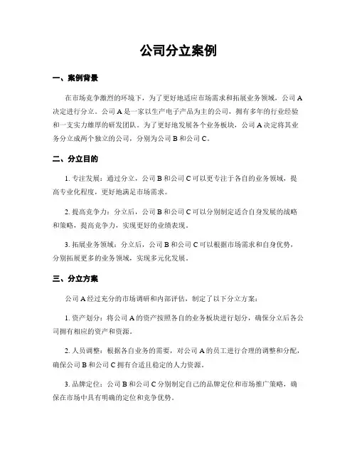 公司分立案例