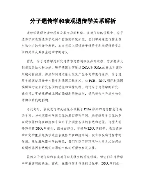 分子遗传学和表观遗传学关系解析