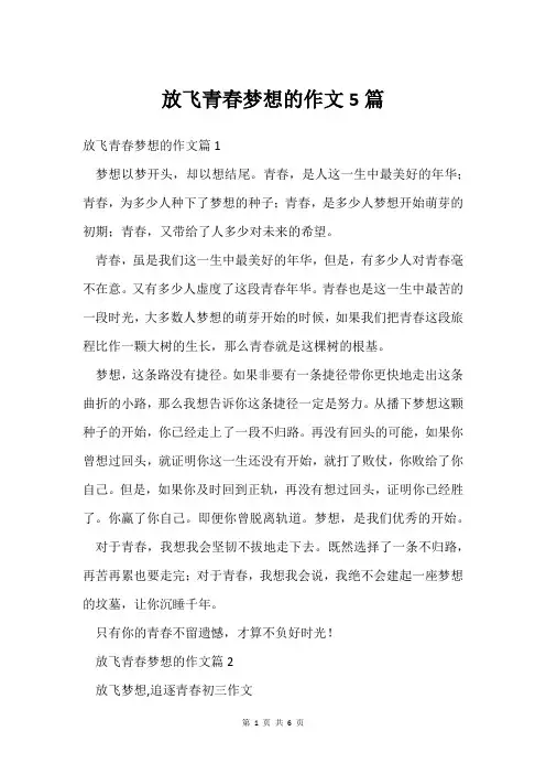 放飞青春梦想的作文5篇