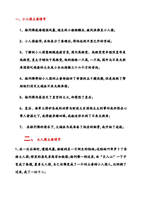 《格列佛游记》主要情节