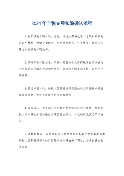 2024年个税专项扣除确认流程