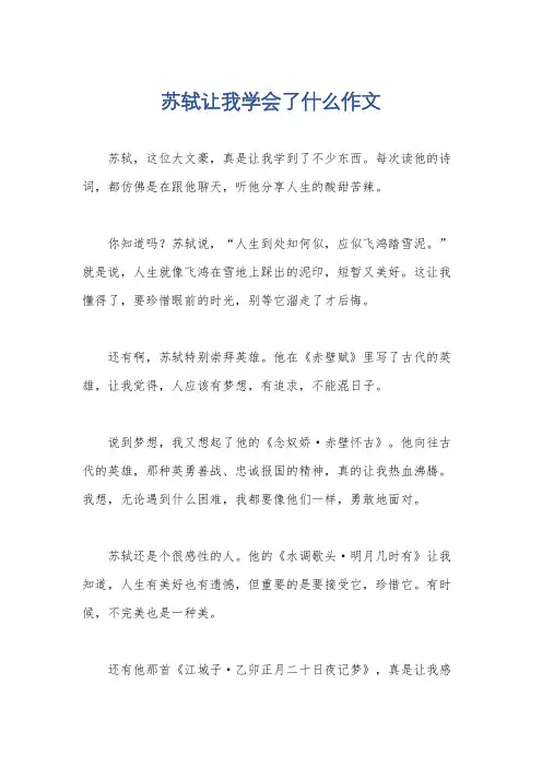 苏轼让我学会了什么作文