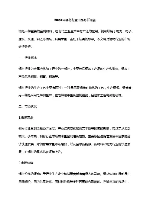 2023年铜材行业市场分析报告
