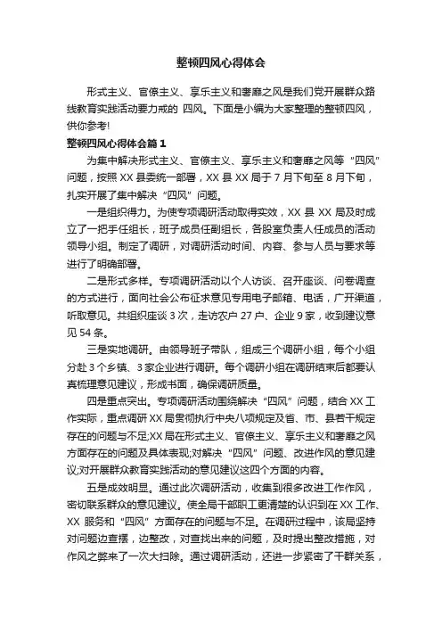 整顿四风心得体会