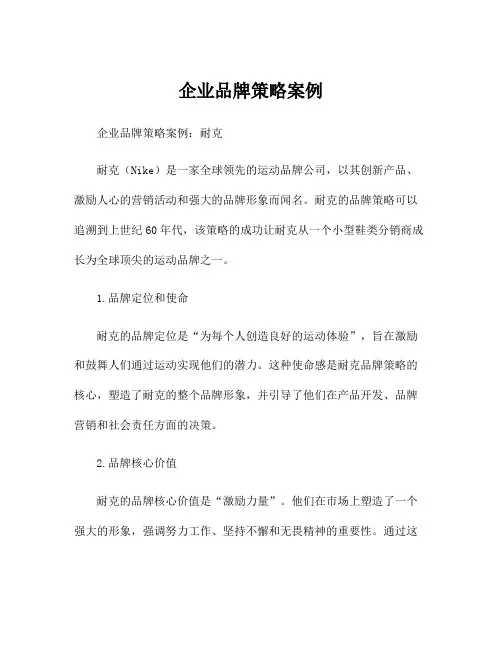 企业品牌策略案例