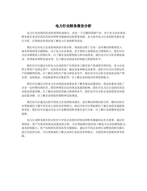 电力行业财务报告分析