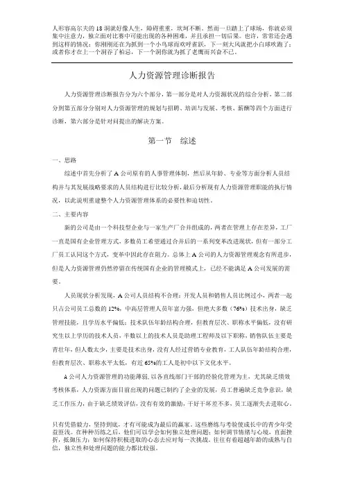 3.人力资源管理诊断报告