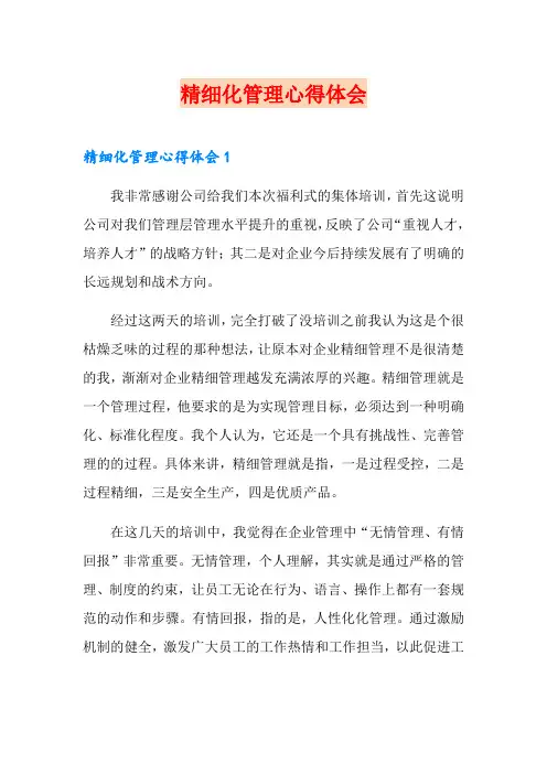 精细化管理心得体会