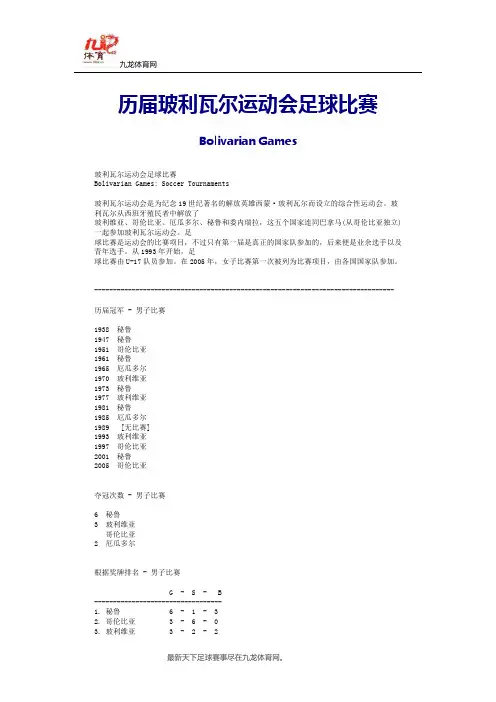 历届玻利瓦尔运动会足球比赛