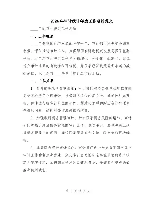 2024年审计统计年度工作总结范文