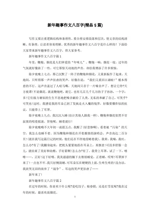 新年趣事作文八百字(精品5篇)
