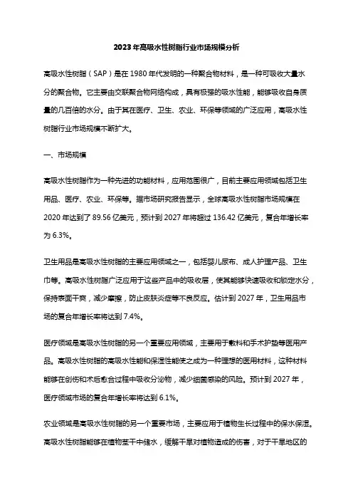 2023年高吸水性树脂行业市场规模分析
