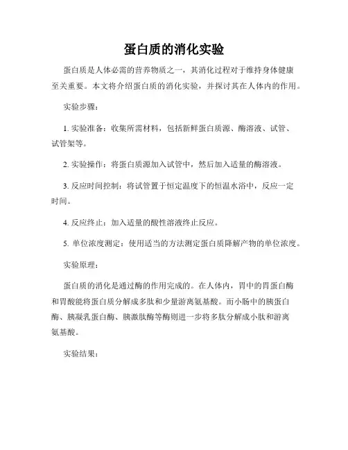 蛋白质的消化实验