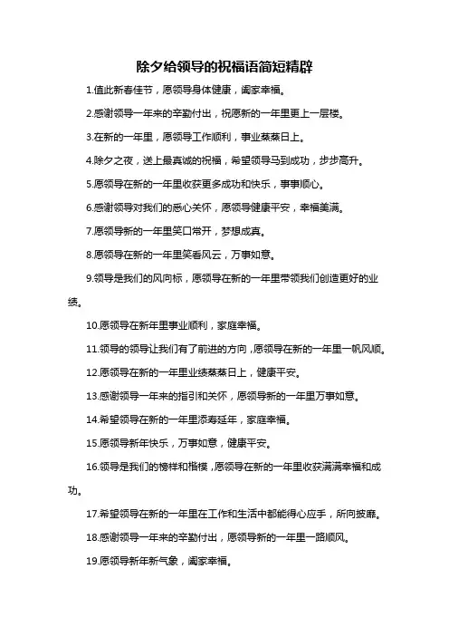 除夕给领导的祝福语简短精辟-解释说明