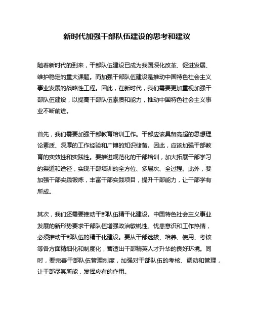 新时代加强干部队伍建设的思考和建议
