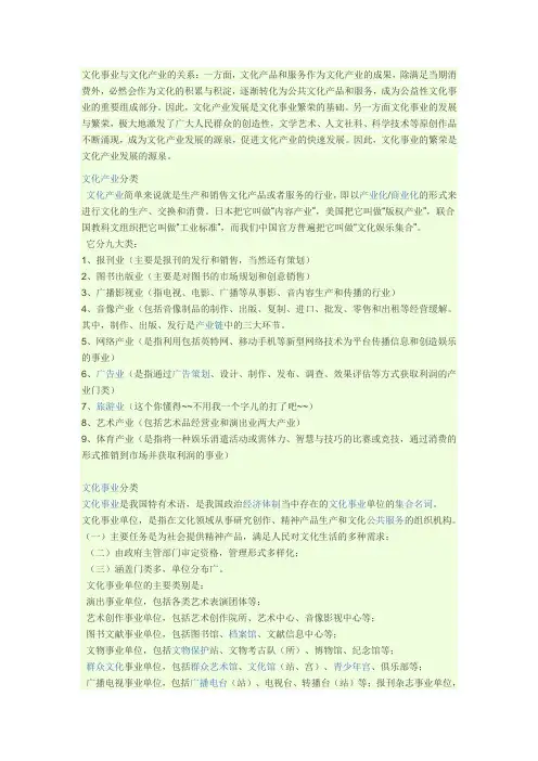 文化事业与文化产业的关系