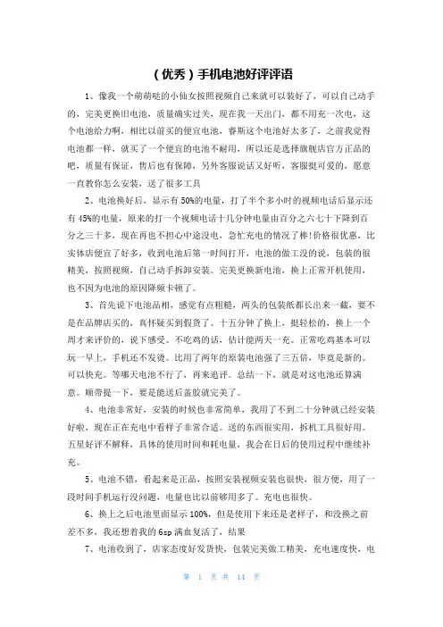 (优秀)手机电池好评评语